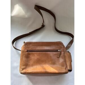 GREAT AMERICAN LEATHER WORKS Cowhide Cognac Brown Crossbody Shoulder Bag Purse
